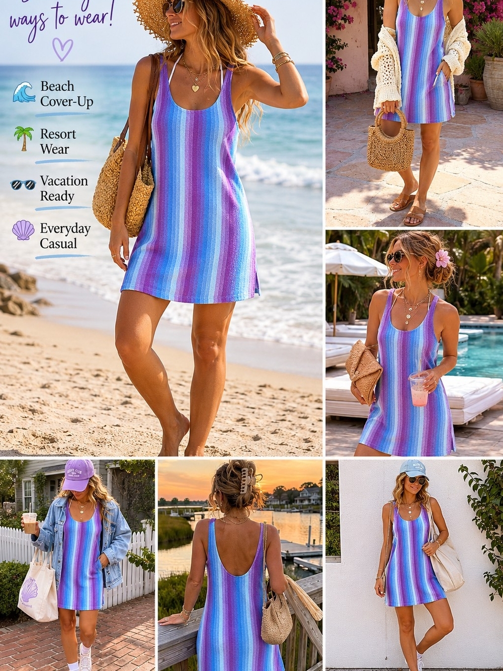 Ecoté Urban Outfitters Striped Tank Dress Cover-Up | Size M | Beach Vacation